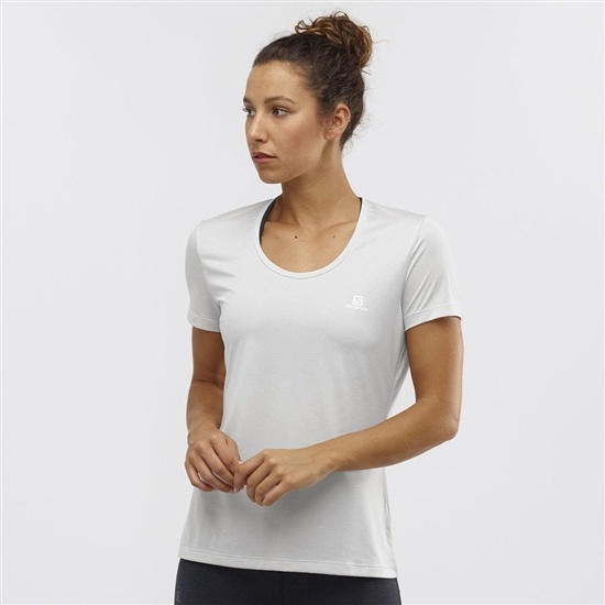 Salomon Agile Road Running Short Sleeve Women's T Shirts Light Grey | USHL87409