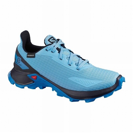 Salomon Alphacross Blast Climasalomon Waterproof Kids' Trail Running Shoes Blue / Navy | FOVT95672