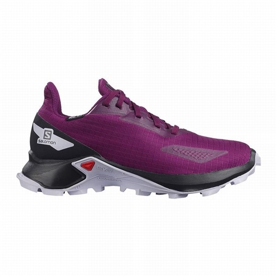 Salomon Alphacross Blast Climasalomon Waterproof Kids' Trail Running Shoes Purple / Black | VTLF04723