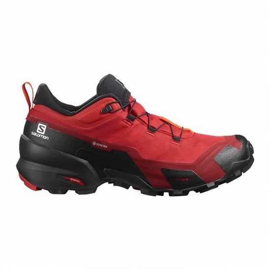Salomon Cross Hike Gore-tex Men's Hiking Shoes Black / Red Orange | GBJU39248