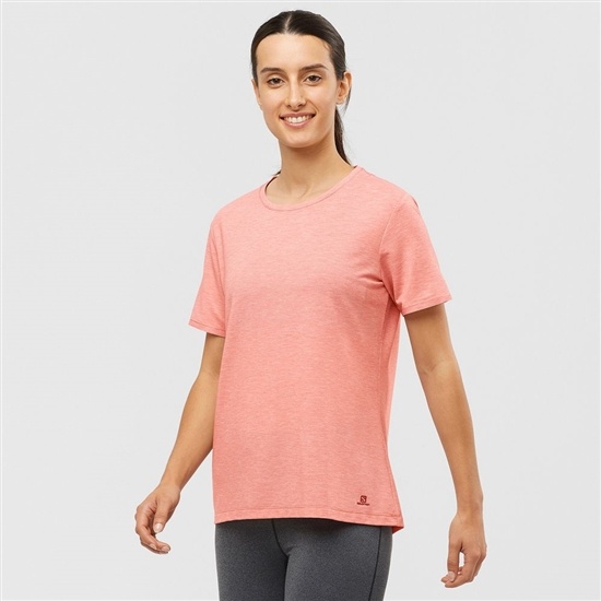 Salomon Essential Tencel Women's T Shirts Coral | KCQR65973