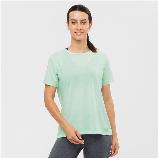 Salomon Essential Tencel Women's T Shirts Blue | XTWQ43029