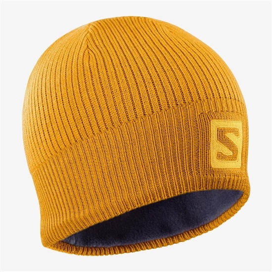 Salomon Logo Men's Hats Yellow | QLTS01498