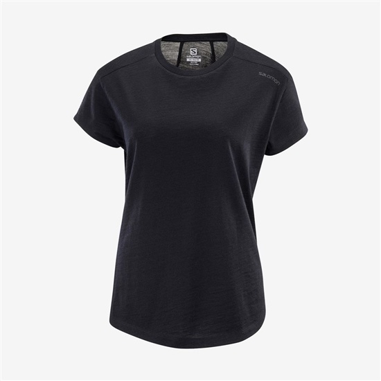 Salomon Outlife Merino Ss W Short Sleeve Women's T Shirts Black | MFDH90357