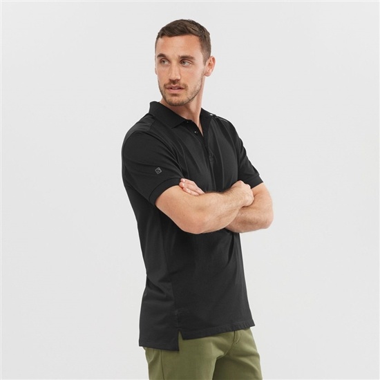 Salomon Outlife Tech Polo M Short Sleeve Men's T Shirts Black | FRSW12376