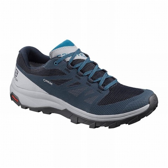 Salomon Outline Gore-tex Men's Hiking Shoes Navy / Blue | IRYB73289