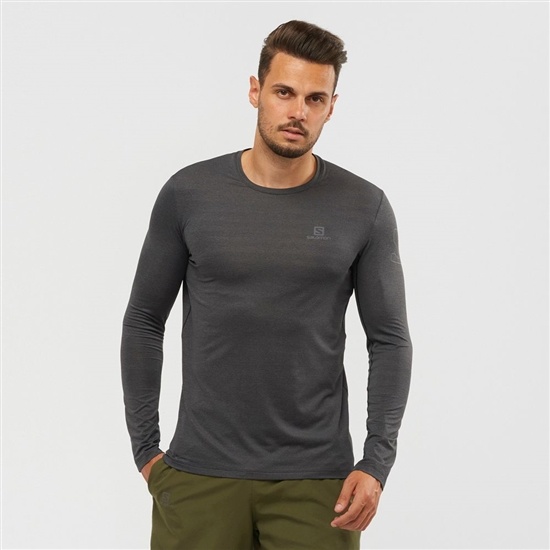 Salomon Outline Long Sleeve Men's T Shirts Black | TSKG93105