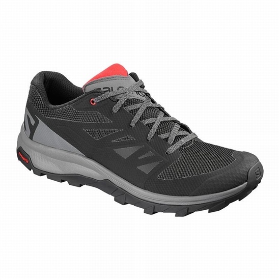 Salomon Outline Men's Hiking Shoes Black / Red | KYUL51926