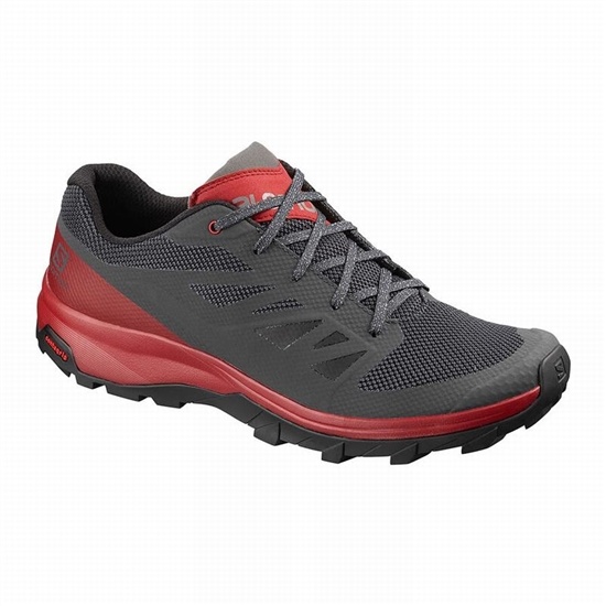 Salomon Outline Men's Hiking Shoes Dark Blue / Red | EZGJ31278