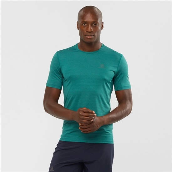 Salomon Outline New Trail Running Gear Men's T Shirts Green | AGKR29173