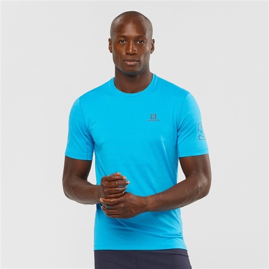 Salomon Outline New Trail Running Gear Men's T Shirts Turquoise | JKFW63817