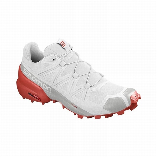 Salomon Speedcross 5 Men's Trail Running Shoes White / Red | AWKM25347