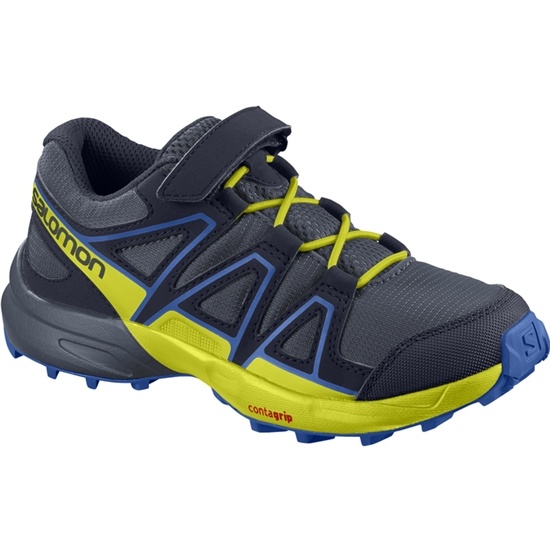 Salomon Speedcross Bungee K Kids' Trail Running Shoes Navy / Yellow | QPMH17469