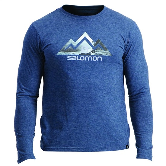 Salomon Tip Toe Ls M Men's T Shirts Dark Denim | XLRP87310