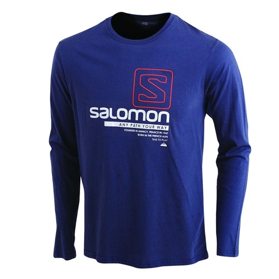 Salomon Trail Ls M Men's T Shirts Navy | YMJT01746