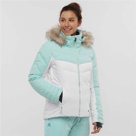 Salomon Warm Ambition W Ski Women's Jackets White / Mint | QCKB82193