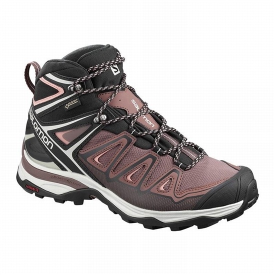 Salomon X Ultra 3 Mid Gore-tex Women's Hiking Boots Black / Coral | ABRH56392