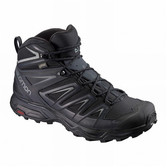 Salomon X Ultra 3 Wide Mid Gore-tex Men's Hiking Boots Black | QYPR40862