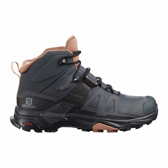 Salomon X Ultra 4 Mid Gore-tex Women's Hiking Boots Dark Grey / Cream | QBNI34892