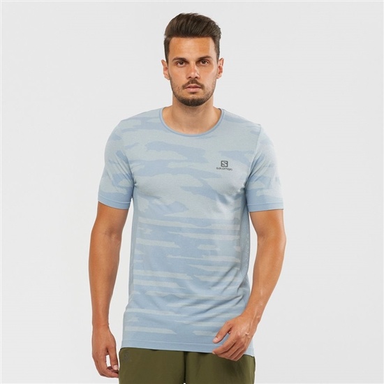 Salomon Xa Camo Tee Short Sleeve Men's T Shirts Ashley Blue | ZNPF09862